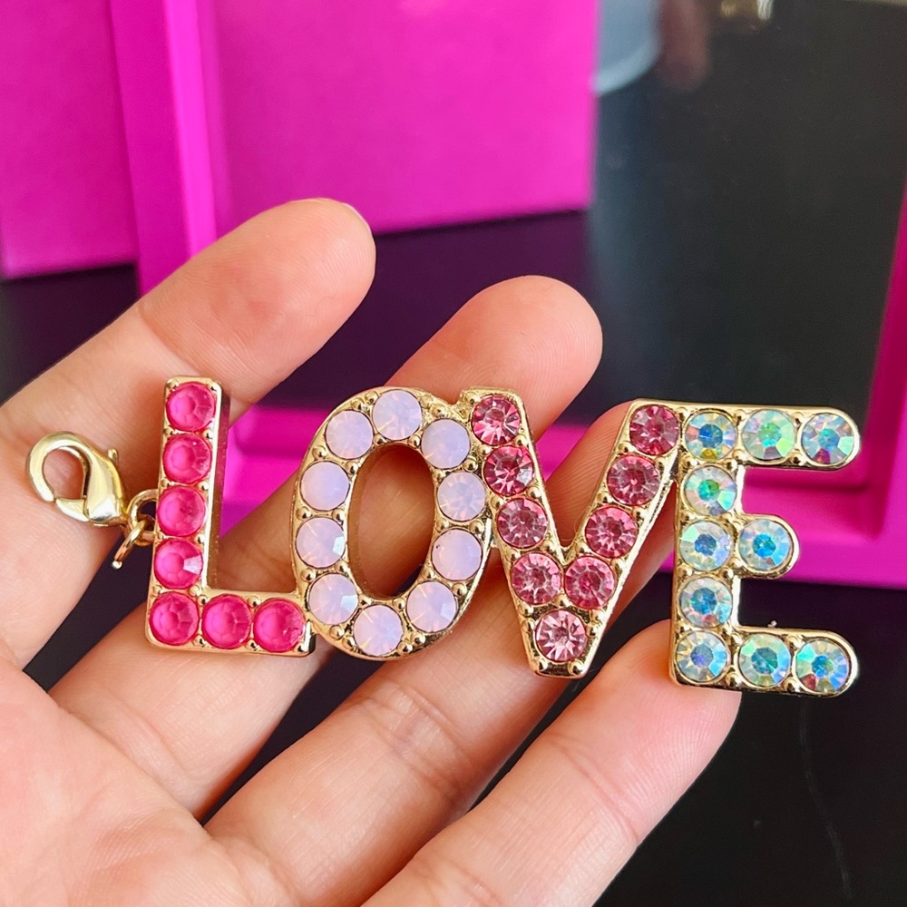 LOVE Rhinestone Keychain Charm Bag Accessory Bling Christmas Gift